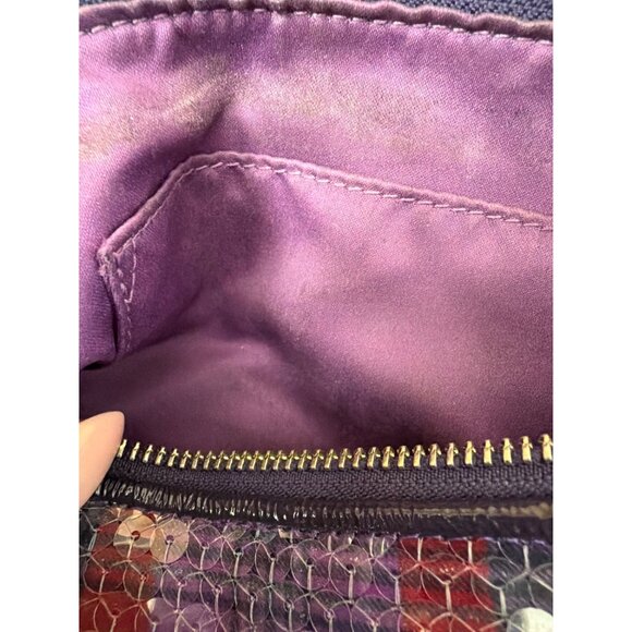 Coach Poppy Sequin Plaid Shoulder Bag Purple Y2K Mini Pochette w/COA - Picture 12 of 15